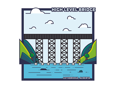 High Level Bridge Lethbridge Alberta bridge bridges flat illustration illustrator lethbridge vector vector art vector artwork yql