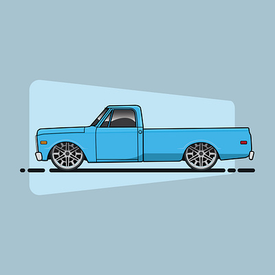 1968 C10 Dropped flat flat vector illustration illustrator vector