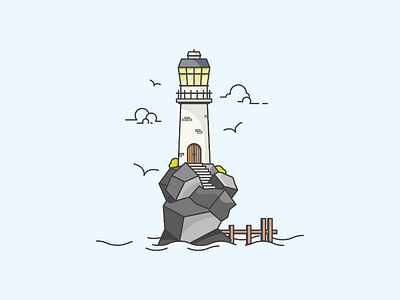 Lighthouse Rock Island adobe illustrator flat design lighthouse vector vector art