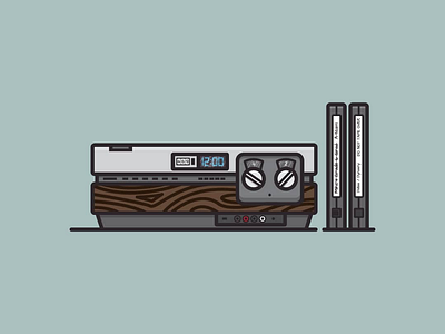 Vintage 80's VCR adobe illustrator clock flashing 12 flat vector retro tapes technology vcr vector vhs vintage wood wood grain wood texture