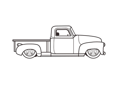 50's Chevy Truck - Finished Outline adobe illustrator antique classic illustration illustrator outline retro truck trucks vector vector art vectorart vintage wip work in progress