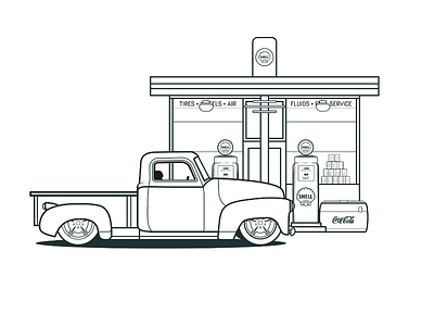1950s Chevy Truck & Gas Station