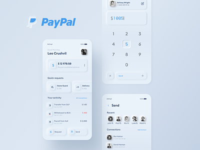 Paypal Redesign Concept app clean concept mobile mobile app neomorphism payment paypal ui ux white