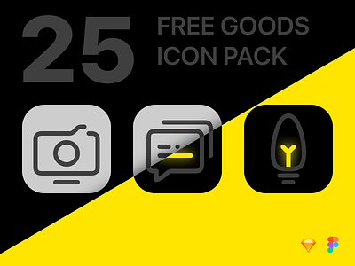 25 Free Icon Pack free goods icon icon pack neon pack sketch sketch app ui