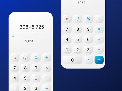 Calculator app blue design graphic design math mobile number ui ux
