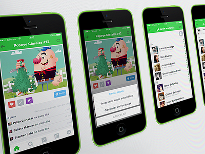 Send postcard app fun green interaction iphone kids retina social ui ux