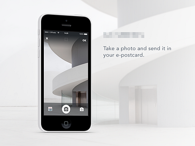 Camera app app camera capture interface ios 7 iphone iphone 5c postcard send simple ui