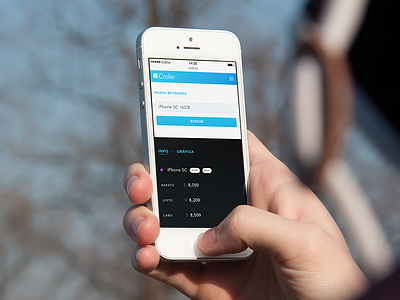 Mobile app crolio data info interface mobile price responsive results startup ui web