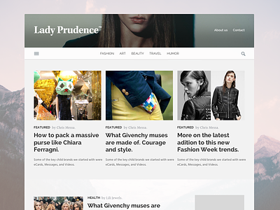 Lady Prudence blog and hot topics blog fashion homepage info news responsive stories ui website