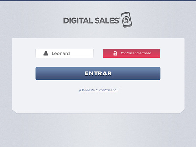 Digital Sales · Web login, wrong password