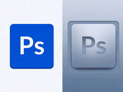 Photoshop button · Flat vs. Skeumorph ✎