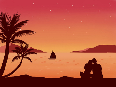 beach sunset design digital art graphic design illustration logo