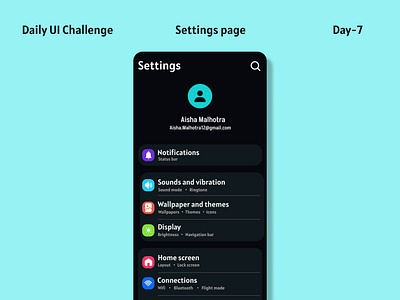 Daily UI design Challenge - 007 - Settings page 100days branding challenge daily ui design day 7 design illustration logo settings page settings page ui design ui ux vector