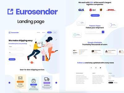 Eurosender - Landing page adobe xd app design design landing page ui ui design web design website