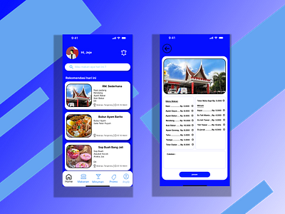 mobile desain tentang pemesana makanan & minuman design ui ux