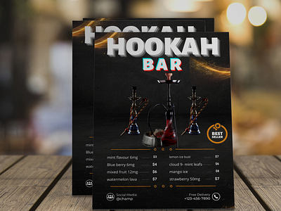 Attractive Hookah Bar poster digital menu graphic design menu design poster design price list restaurant price sheet