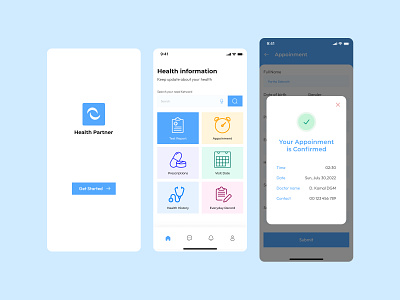 Health Partner - Patient Care Health Support Mobile App 🩺 clean design doctor doctor app doctor appointment health health care app healthcare krishs design station medical medical app medicine mobile app patient app product design ui user experience design user interface design ux uxui mobile app