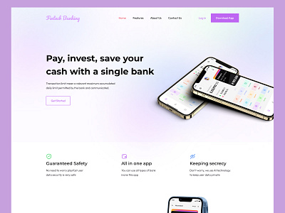 Fintech App Website Landing Page Design - Fintech Banking