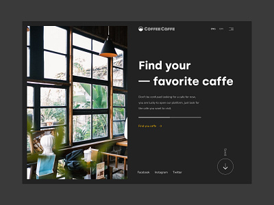 Coffee Cafe Website Header And Landing Page Design