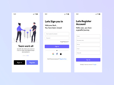 Onboarding, Sign in And Sign Up, Mobile App Design