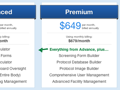 Premium blue css3 pricing select a plan