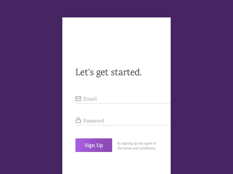 Mobile Sign Up principle ui sign up app interactive animation minimal dailyui