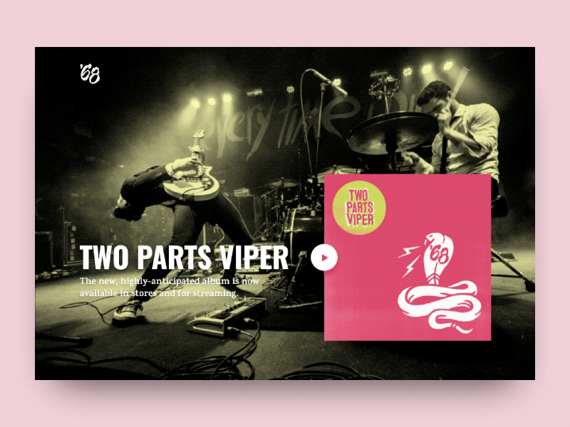 Landing Page Above the Fold punk rock album home page band music landing page home principle interactive dailyui animation