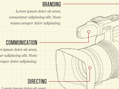 Branding, Communication, Directing camera georgia grid red tungsten