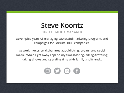 Steve Koontz Biz Card Website css3 open sans responsive svg
