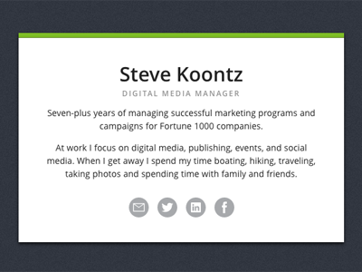 Steve Koontz Biz Card Website