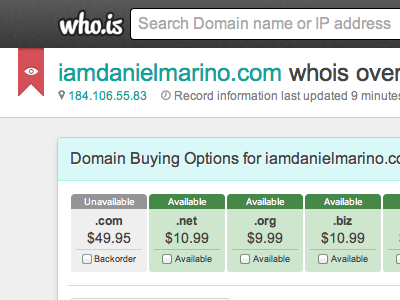 Domain Info Page - Monitoring Domain