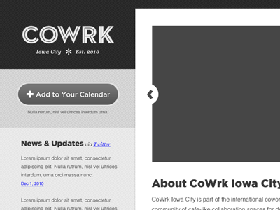 CoWrk Iowa City button cowork grey neutraface slideshow