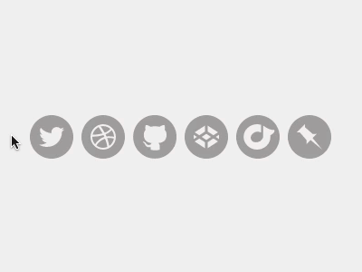 Social Icons Animation animation codepen css animation dribbble github gray pinboard rdio round simple social twitter