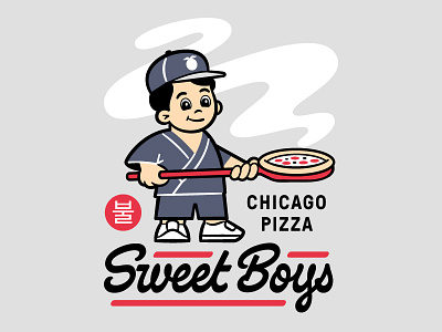 Sweet Boys Logo branding chicago chicago pizza korea lettering logo pizza pizza logo script sweet boys sweet type typography vector