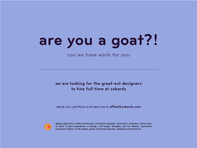 are you a goat?! cokards goat hiring job lagos nigeria recruitment vacancy work