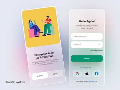 Signup/Login Page for Mobile