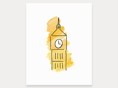 Big Ben Art Print art print big ben clock clock tower landmark london painting tower watercolor watercolour