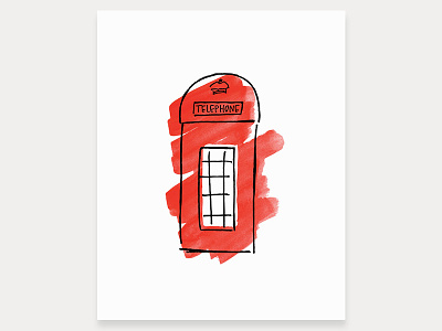 Red Telephone Box Art Print art print england london london landmark london phone booth london souvenir london telephone box phone booth red telephone box united kingdom watercolor watercolour