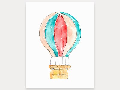 Hot Air Balloon Art Print art print balloon home decor hot air balloon illustration nursery watercolor watercolour