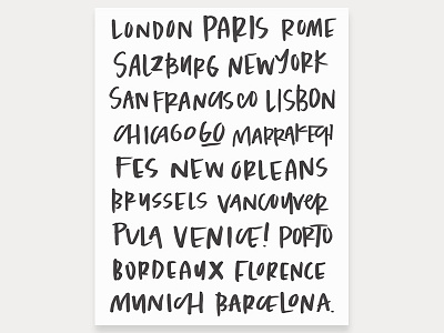 Cities Art Print art print art prints hand lettered hand lettering home decor typography wanderlust