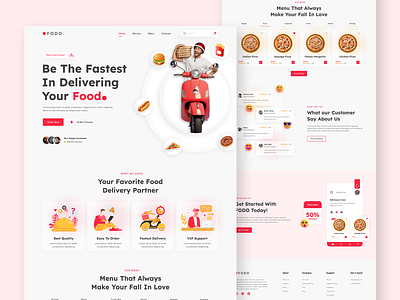 Food Delivery Landing Page clean ui food glass landing page modern red restaurent landing page ui ui design ui ux web interface
