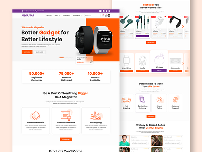 Megastar Landing Page Design accessories clean ui design e commerce landing page megastar ui ui design user interface web design