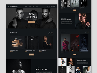 Black Dimond Landing Page Design (e-commerce) black clean ui dark design e commerce fashion landing page ui ui design user interface web web design website website ui