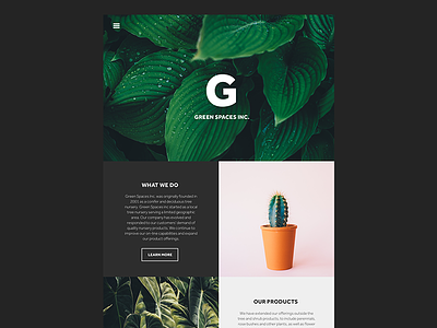 Green Spaces branding design homepage interface minimal template ui ux web website