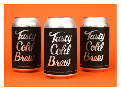 Tasty Cold Brew branding can canned coffee custom type label design modern typography
