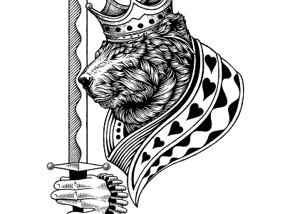 King Of Hearts bear card king of hearts ink traditional