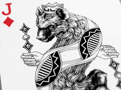 Jack of Diamonds hyena illustration jack playing card
