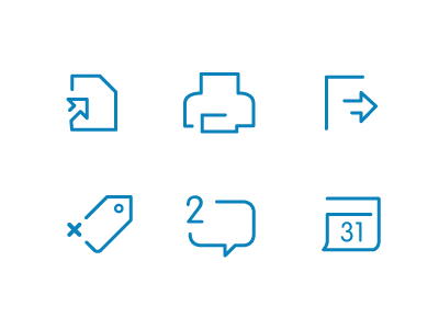 Pictograms date features financial icons pictograms print send tag ui