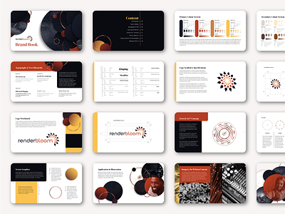 Renderbloom - Brand Book brand book brand guidelines brand identity branding colour system digital asset graphic design illustration logo typography
