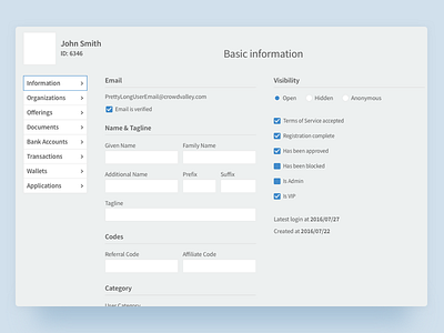 User Profile page accordion admin panel bootstrap popup sketch ui user experience ux